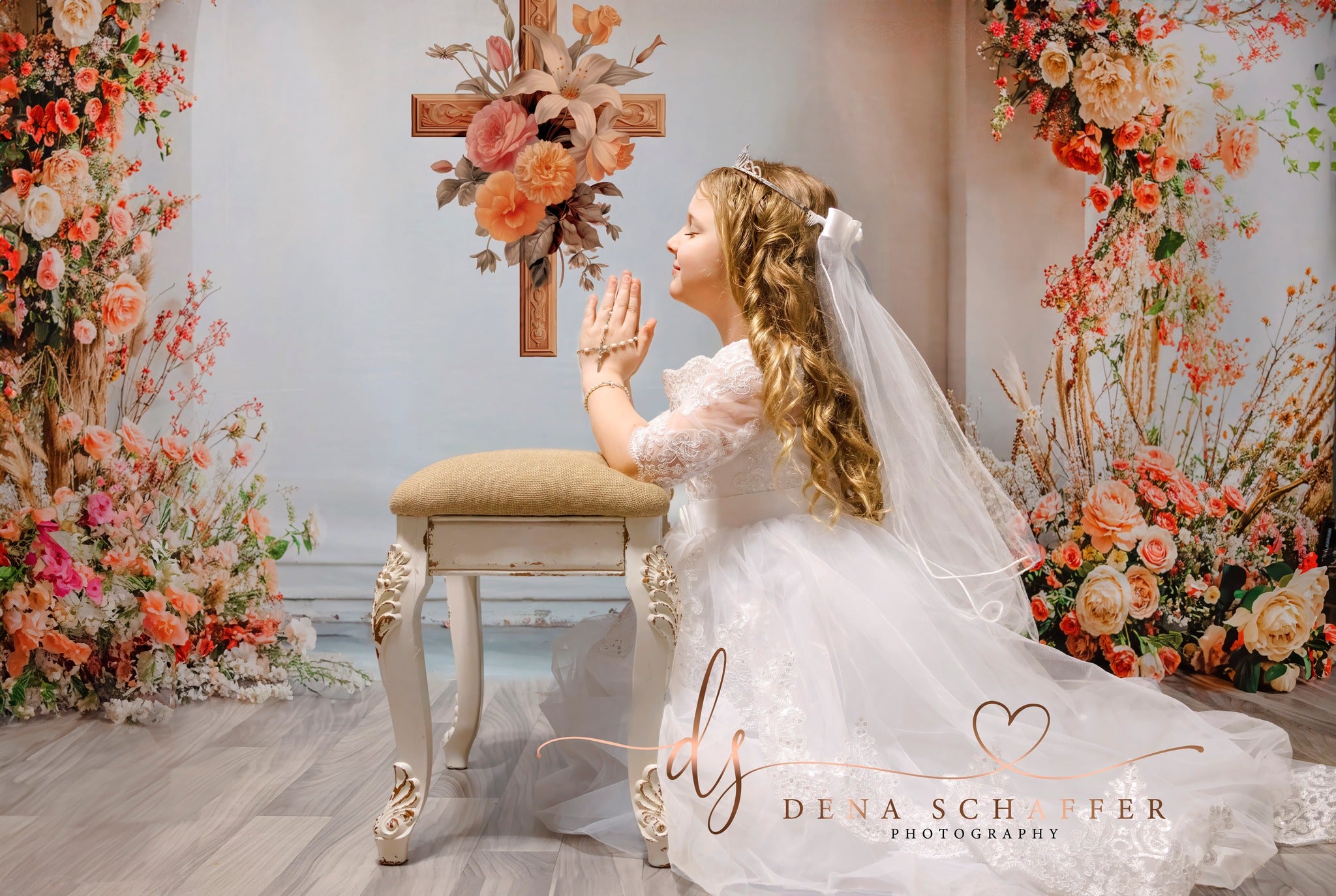Kate Printemps Mariage Fleurs Blanc Arche Toile de fond conçue par Emetselch - Kate Backdrop FR