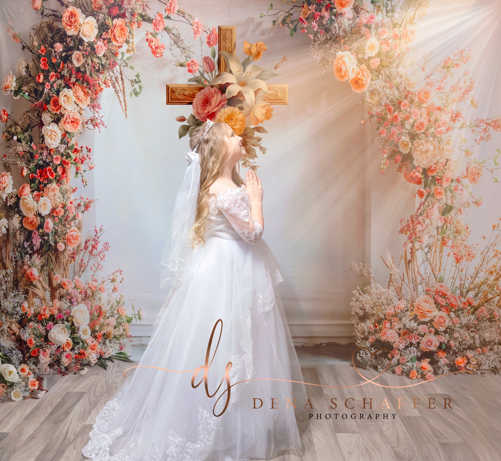 Kate Printemps Mariage Fleurs Blanc Arche Toile de fond conçue par Emetselch - Kate Backdrop FR