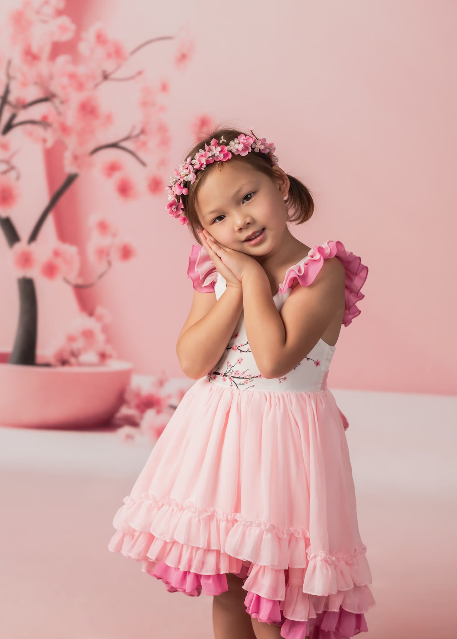 Kate Sweep Mur-à-Sol Fleur de cerisier Rose Arche Printemps Toile de fond conçue par Happy Squirrel Design - Kate Backdrop FR