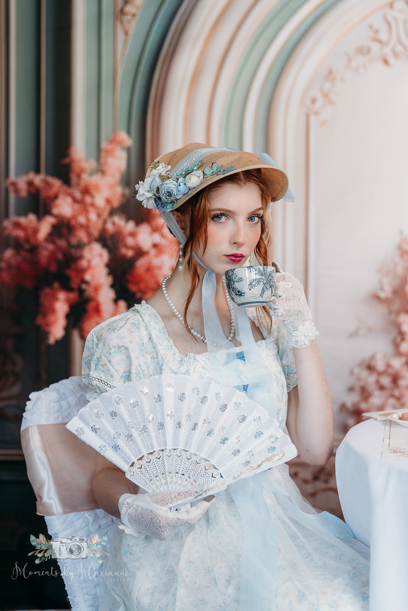 Kate Rose Vert Mur Vintage Fleurs Toile de fond conçue par Chain Photographie - Kate Backdrop FR