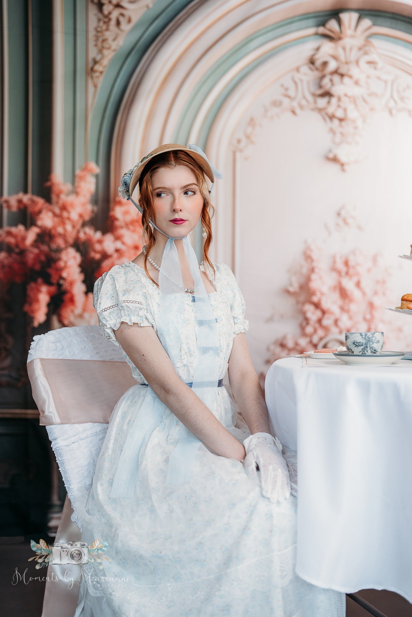 Kate Rose Vert Mur Vintage Fleurs Toile de fond conçue par Chain Photographie - Kate Backdrop FR