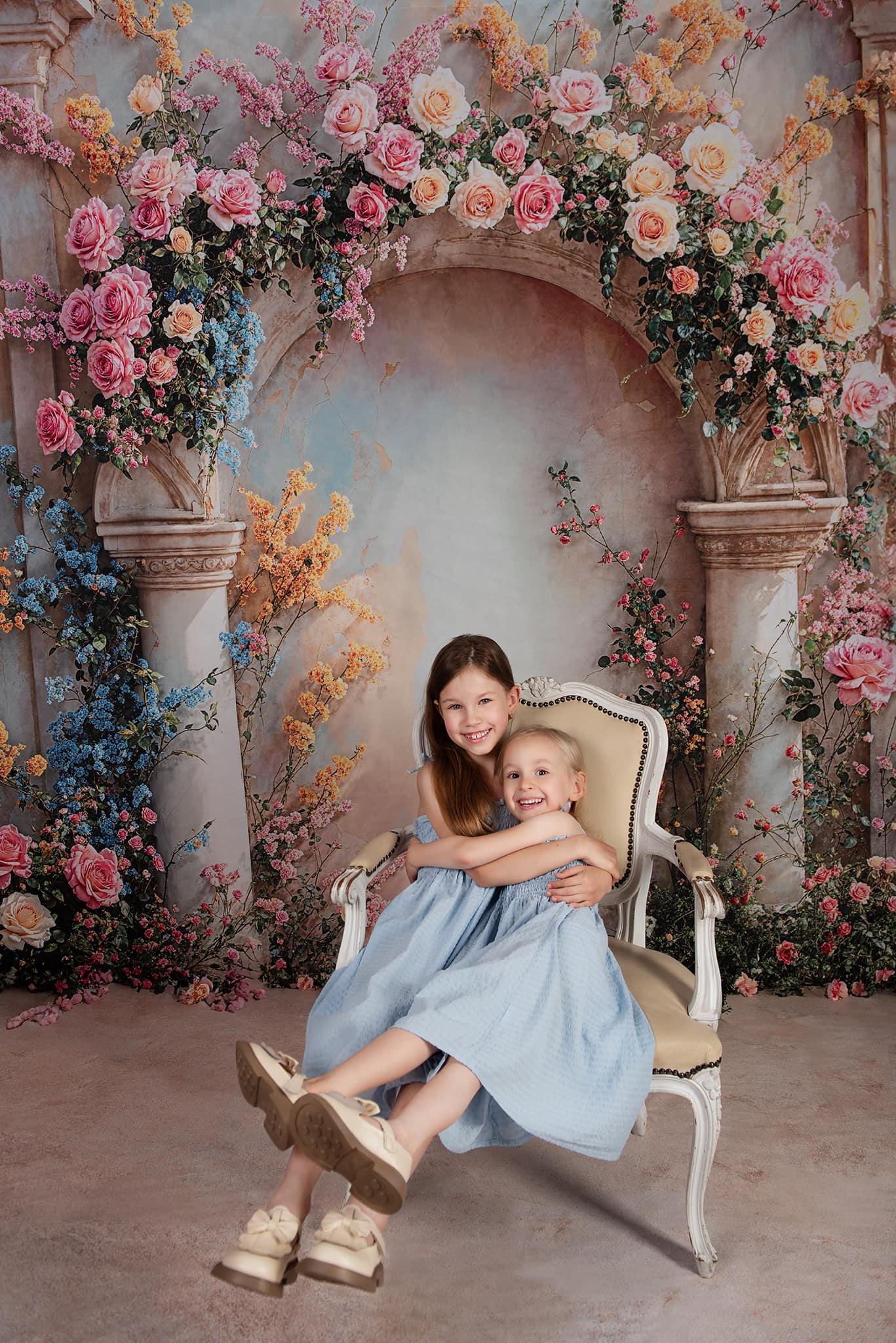 Kate Été Arche Florale Mur de marbre Toile de fond conçue par Chain Photographie - Kate Backdrop FR