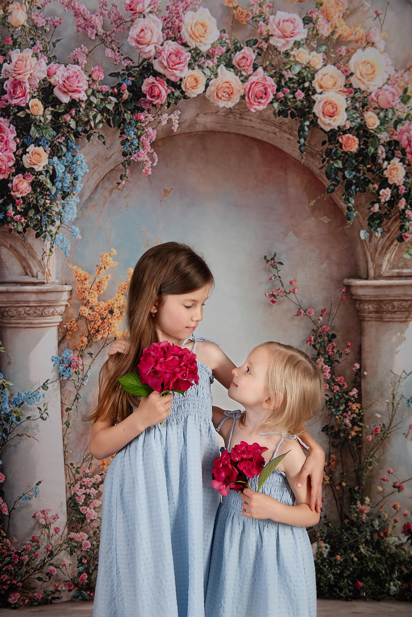 Kate Été Arche Florale Mur de marbre Toile de fond conçue par Chain Photographie - Kate Backdrop FR