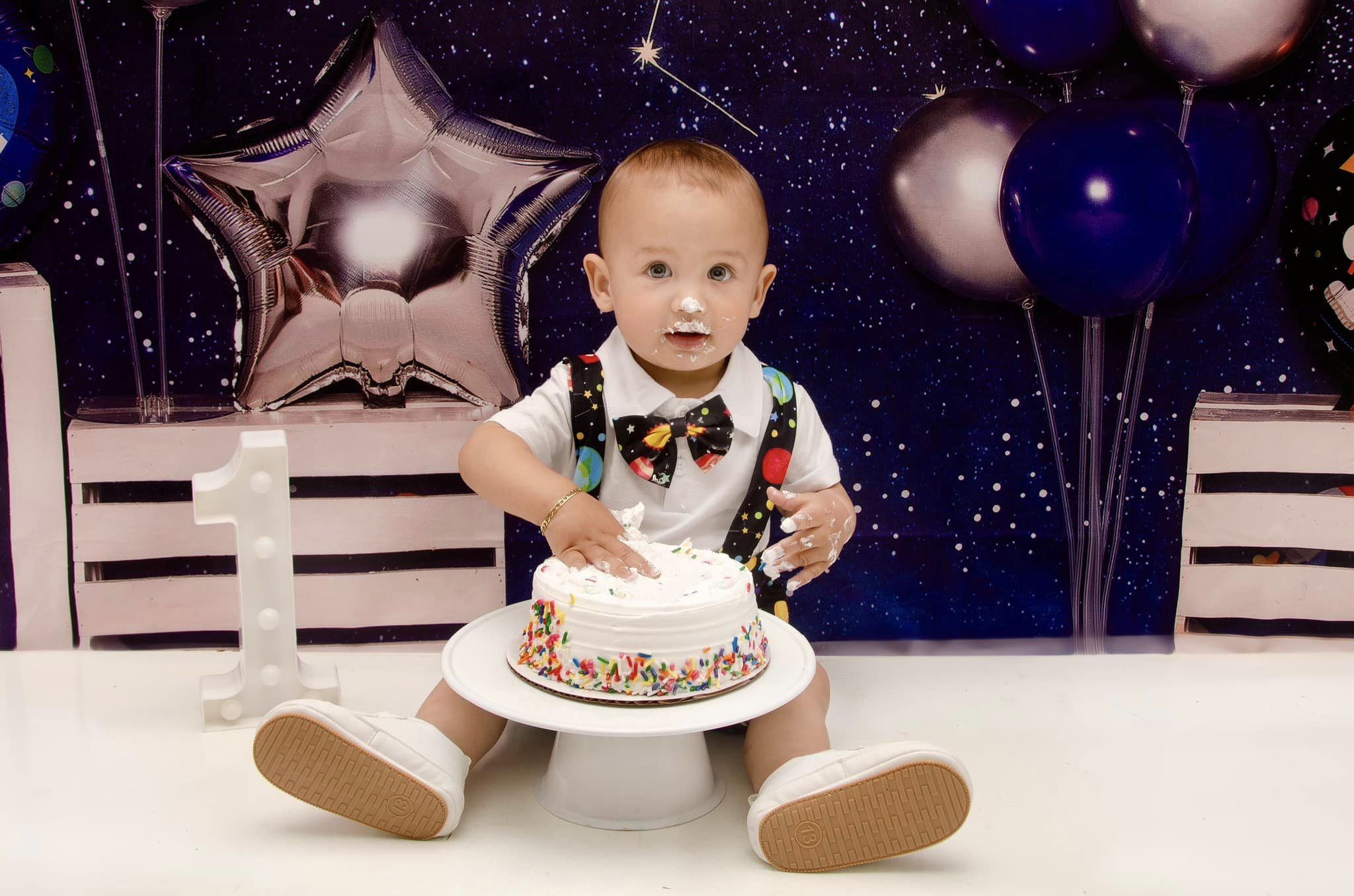 Kate Astronaute Univers Cake Smash Toile de fond conçu par Emetselch - Kate Backdrop FR