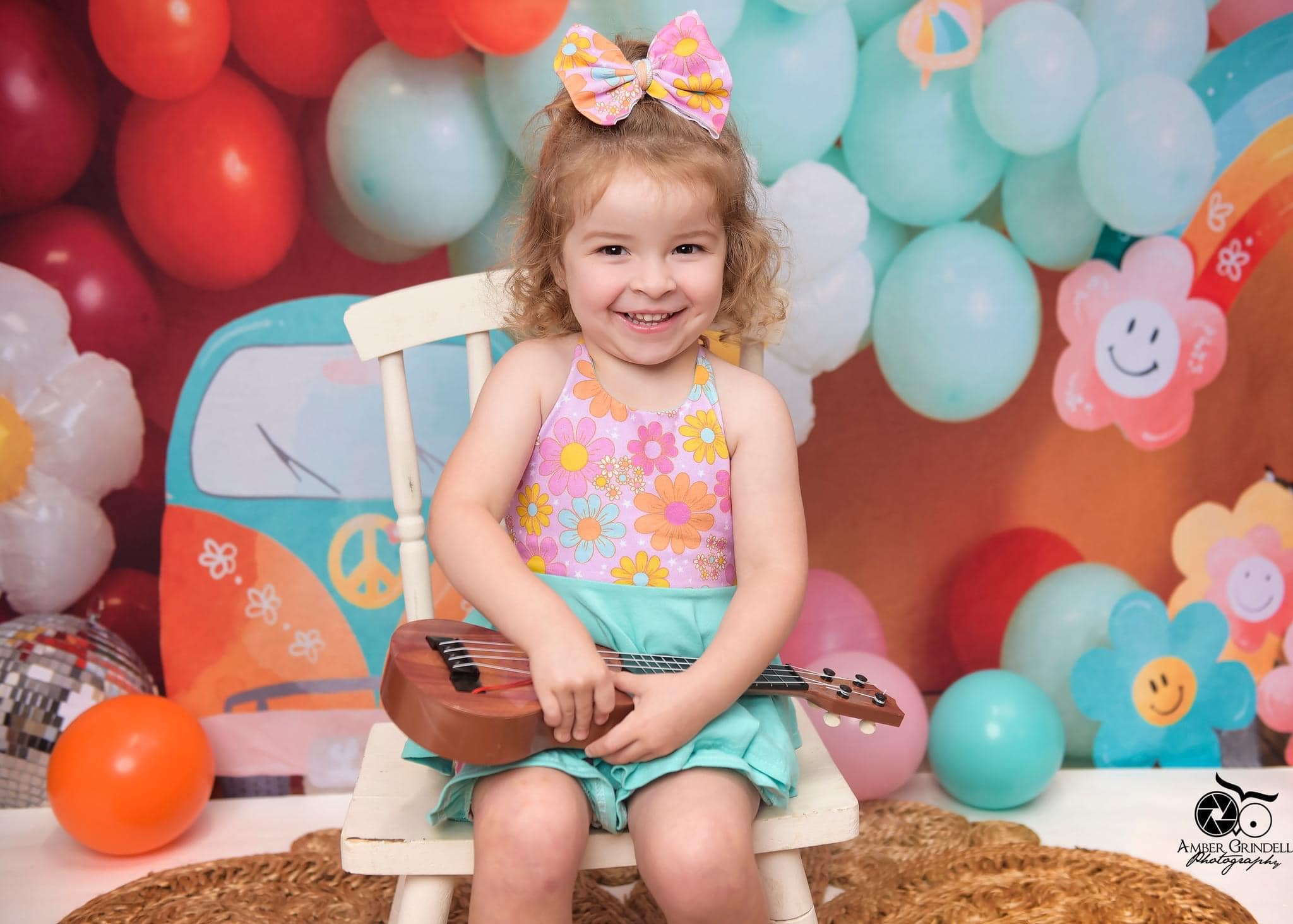 Kate Fête Enfant Ballons Fleurs Toile de fond conçue par Megan Leigh - Kate Backdrop FR