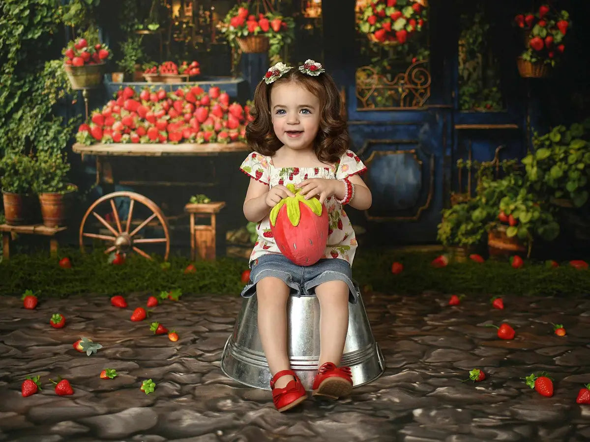 Kate Maison aux fraises Vert Rouge Toile de fond conçue par Emetselch - Kate Backdrop FR