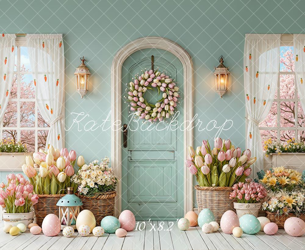 Kate Pâques Porte Tulipes Œufs Pastel Toile de fond conçue par Emetselch