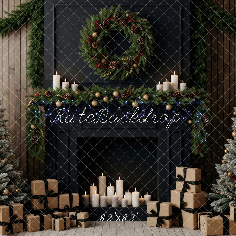 Kate Noël Sapins Couronne Cheminée Toile de fond conçue par Patty Roberts