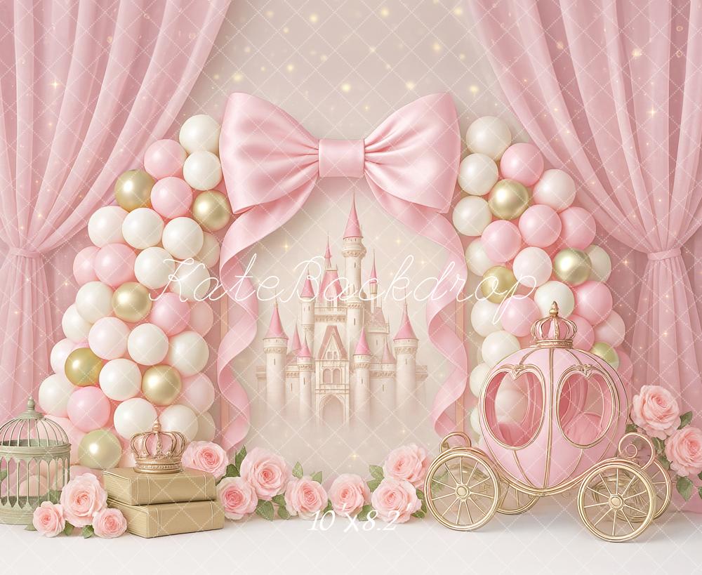 Kate Princesse Château Carrosse Rose Toile de fond conçue par Ashley Paul - Kate Backdrop FR