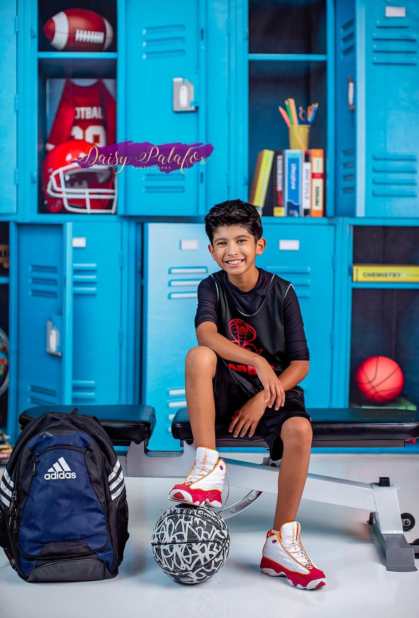 Kate Retour à l'école Diplômé Casier Bleu Toile de fond conçue par Emetselch - Kate Backdrop FR
