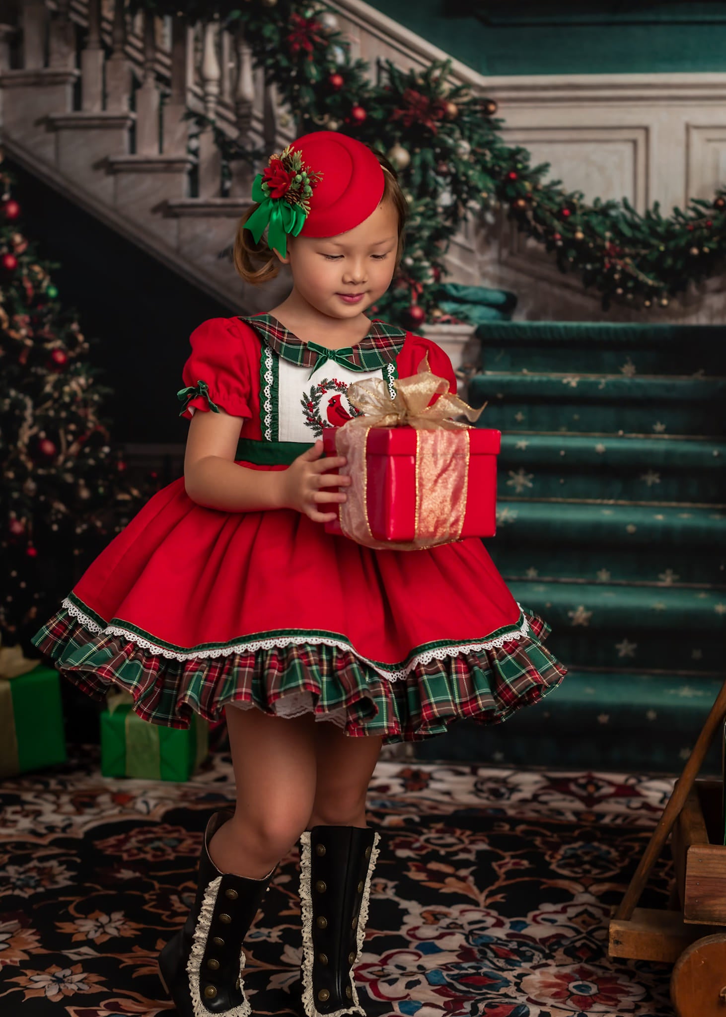 Kate Noël Rétro Vert Escalier en marbre Toile de fond conçue par Chain Photographie - Kate Backdrop FR