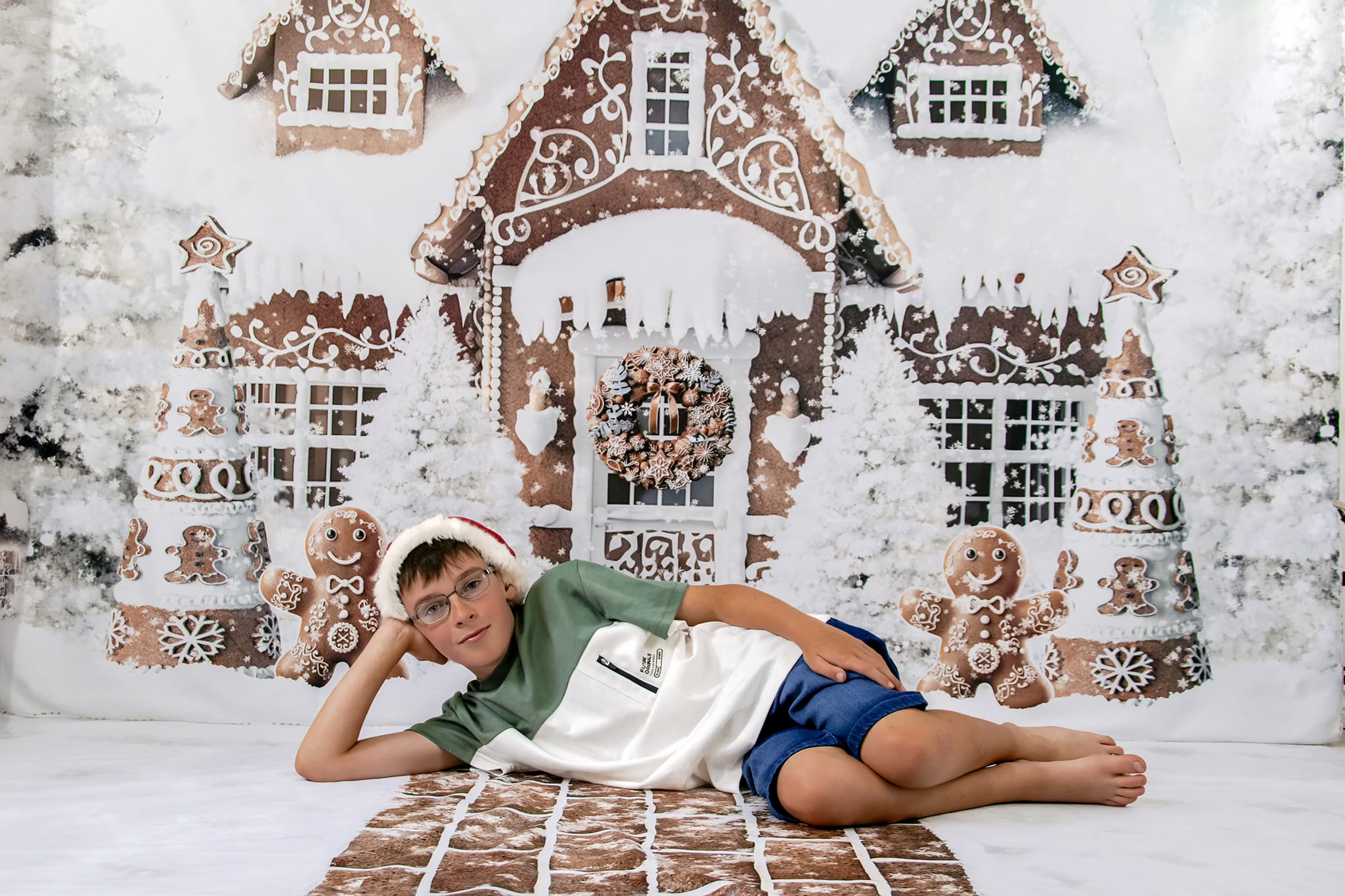 Kate Noël Hiver Maison de pain d'épice Toile de fond conçu par Ashley Paul - Kate Backdrop FR