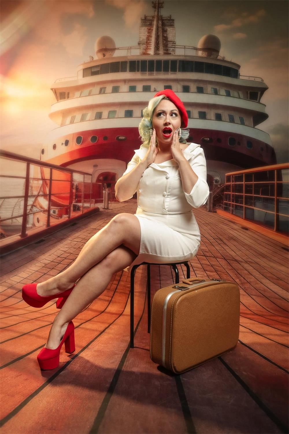 Kate Sweep Mur-à-Sol Croisière avec moi Bateau Voyage Toile de fond conçue par Lidia Redekopp - Kate Backdrop FR