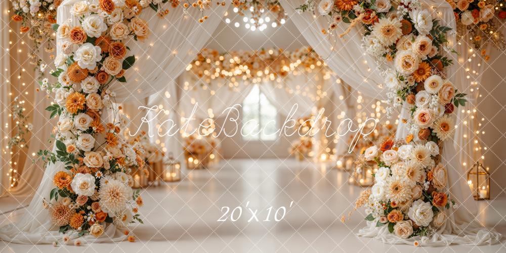 Kate Mariage Arc Fleurs Lumières Toile de fond conçue par Emetselch