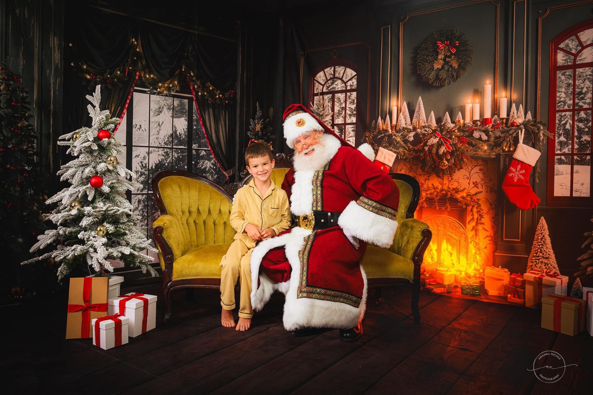 Kate Noël Vert foncé Rideau Fenêtre Cheminée Ensemble de chambre (8pix8pi&10pix8pi&8pix10pi) - Kate Backdrop FR