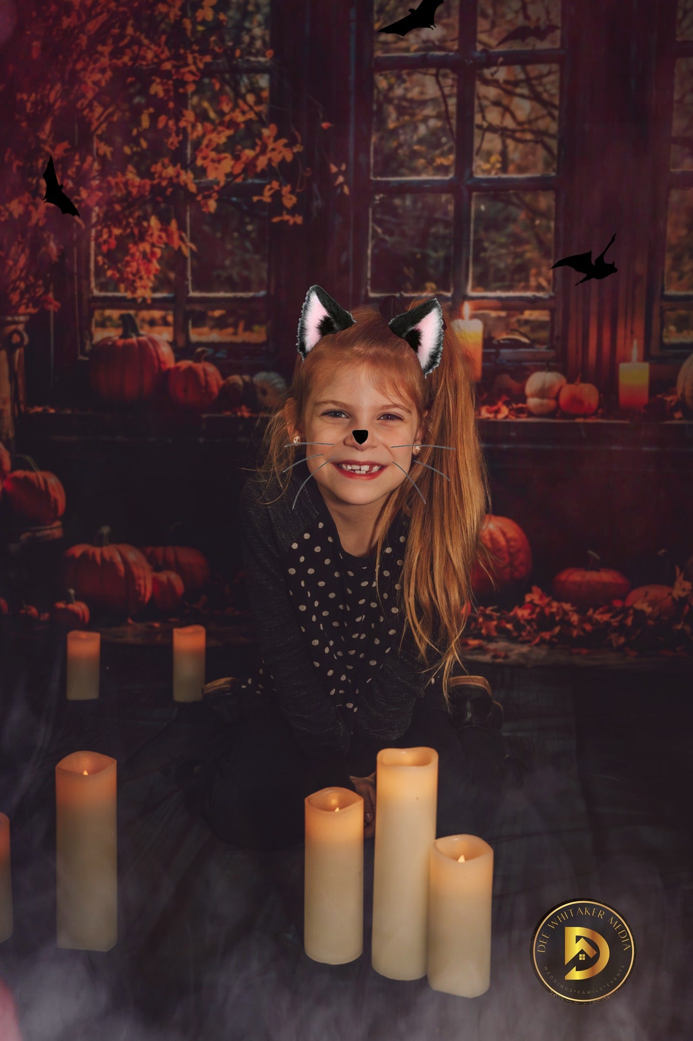 Kate Automne Halloween Citrouille Sombre Fenêtre Toile de fond conçue par Emetselch - Kate Backdrop FR