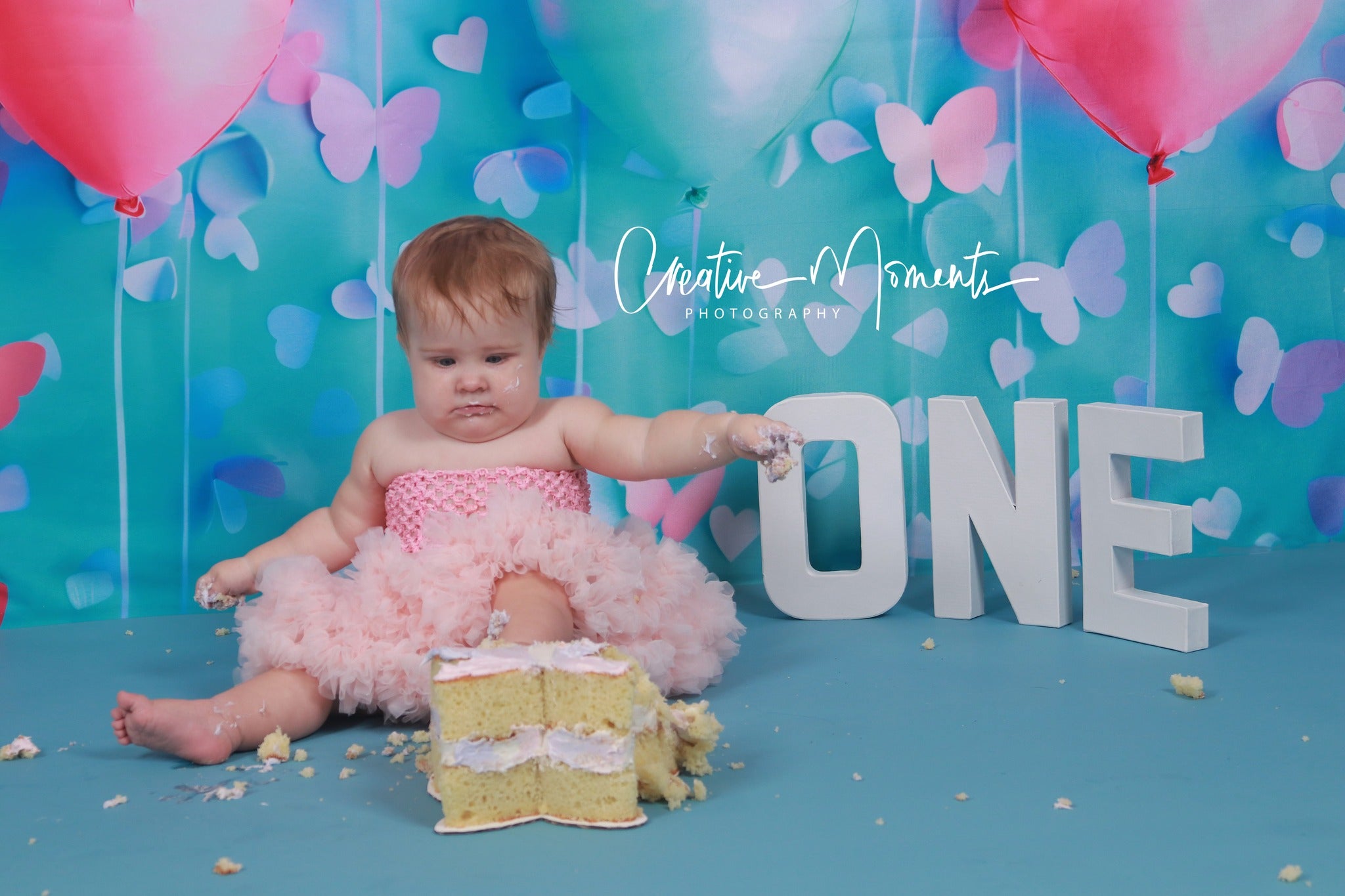 Kate Pastel Cœur Ballons Papillons Toile de fond conçue par Patty Robert - Kate Backdrop FR