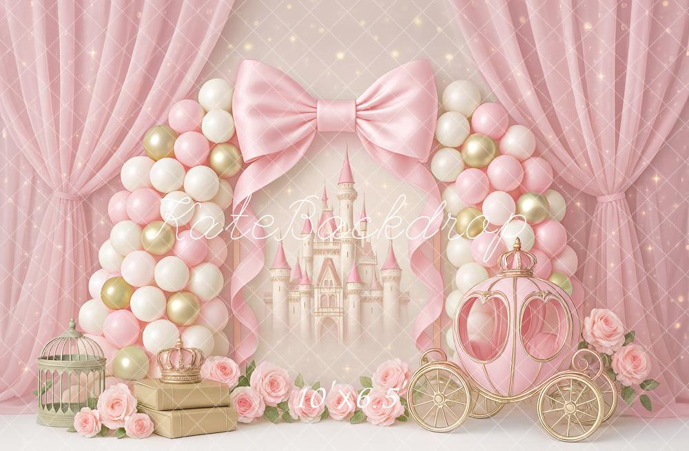 Kate Princesse Château Carrosse Rose Toile de fond conçue par Ashley Paul - Kate Backdrop FR