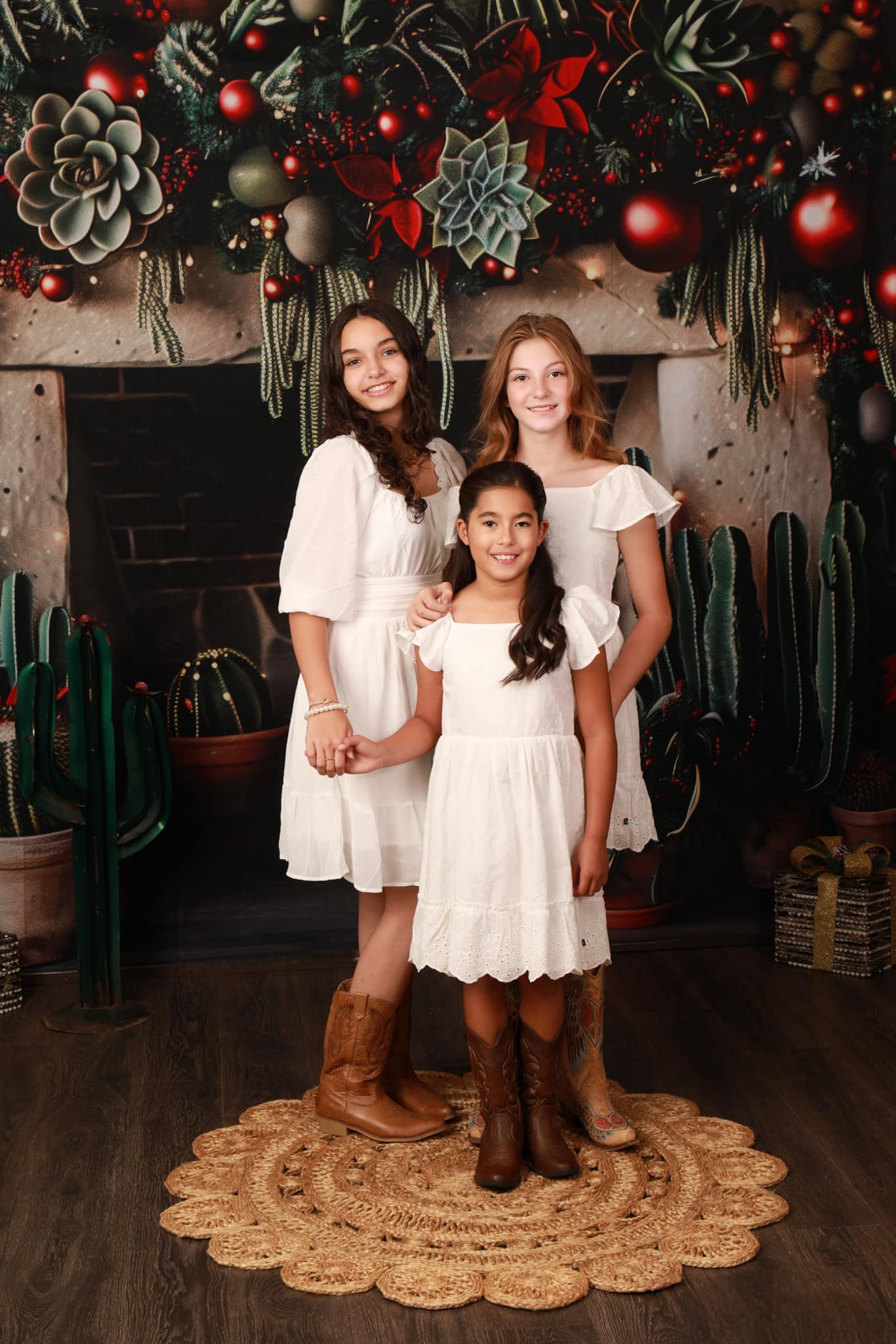 Kate Cactus Noël Cheminée Décors Toile de fond conçue par Patty Robert - Kate Backdrop FR