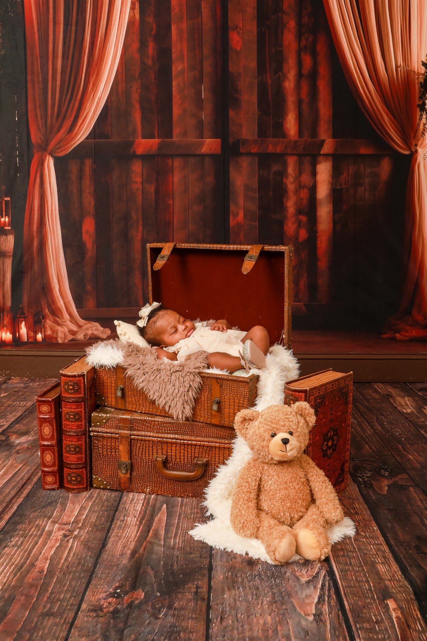 Kate Rétro Rideau beige Bois marron Mariage Toile de fond pour la photographie - Kate Backdrop FR