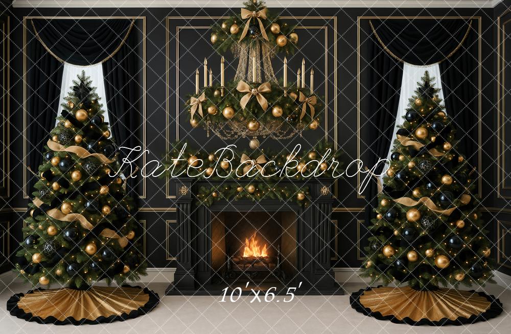 Kate Noël Sapins Cheminée Bougies Noir Toile de fond conçue par Ashley Paul