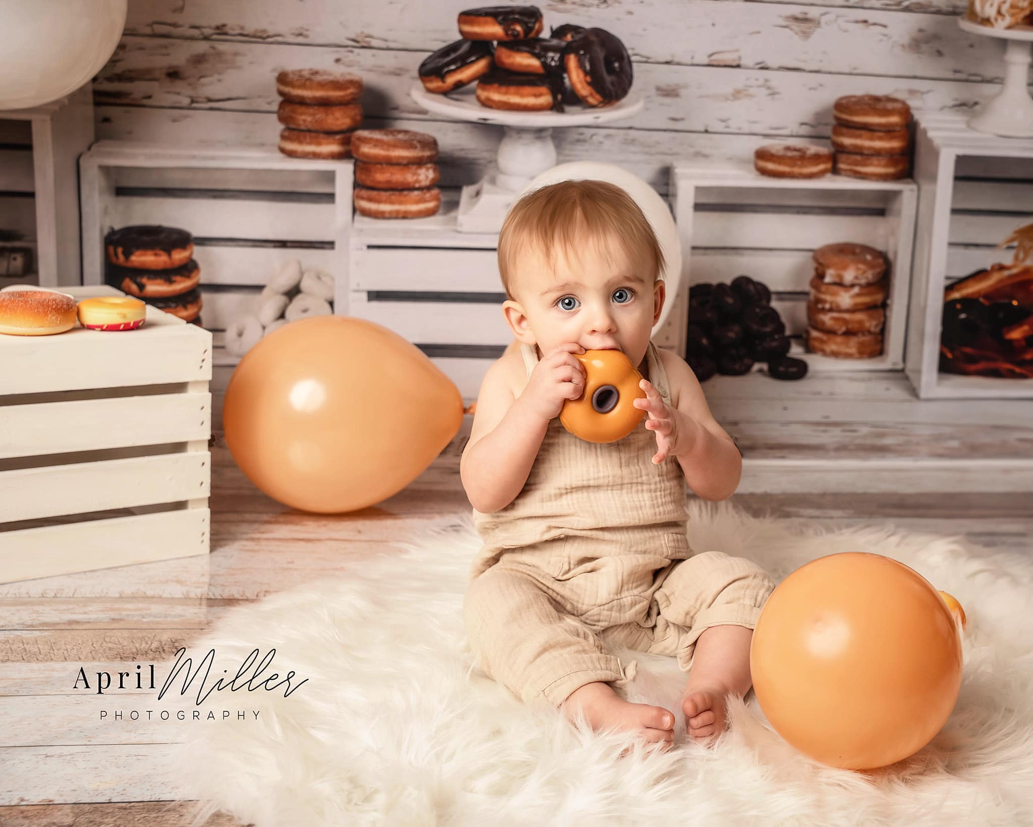 Kate Beignets Anniversaire Cake smash Toile de fond conçu par Arica Kirby - Kate Backdrop FR