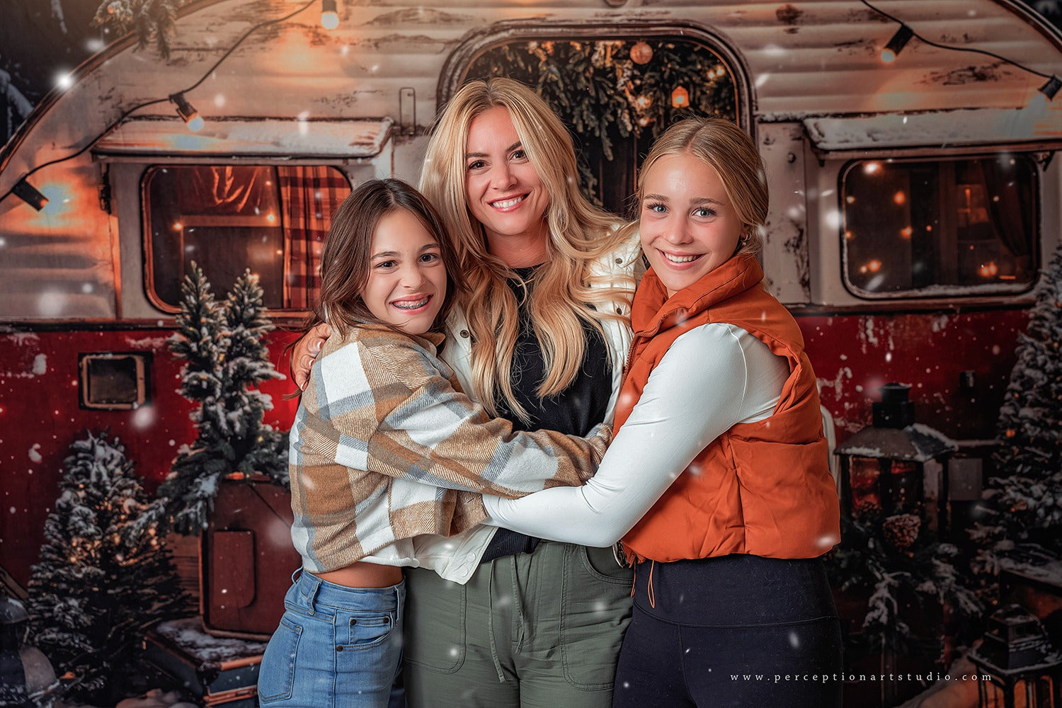 Kate Soirée de Noël Valise Camping-car Neige Toile de fond conçue par Emetselch - Kate Backdrop FR