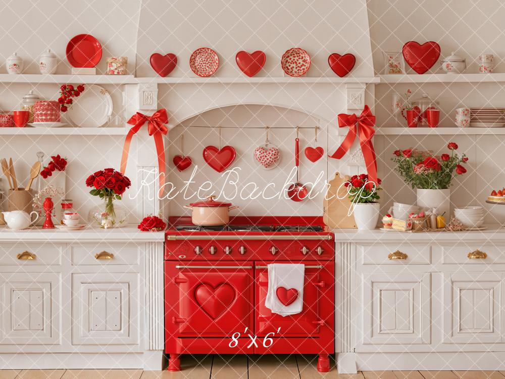 Kate Saint Valentin Cuisine Rouge Cœurs Toile de fond conçue par Emetselch