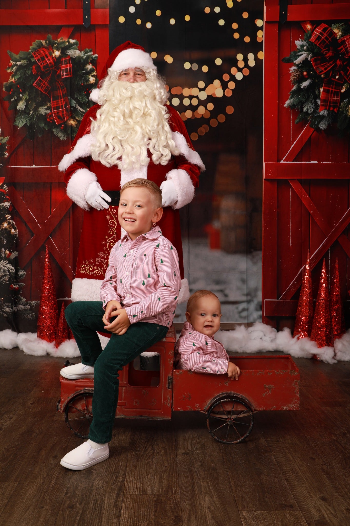 Offres Éclair #4 Kate Noël Nuit Rouge Porte de grange Neige Toile de fond conçue par Emetselch - Kate Backdrop FR