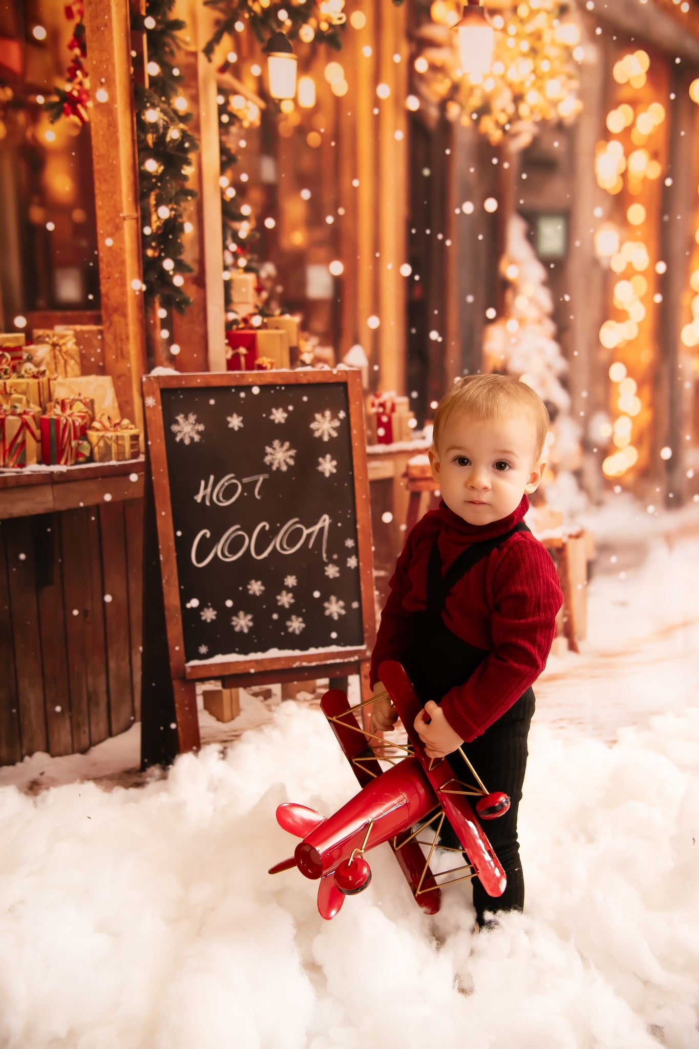 Kate Sapin de Noël Rue Chocolat chaud Boutique Toile de fond conçue par Emetselch - Kate Backdrop FR