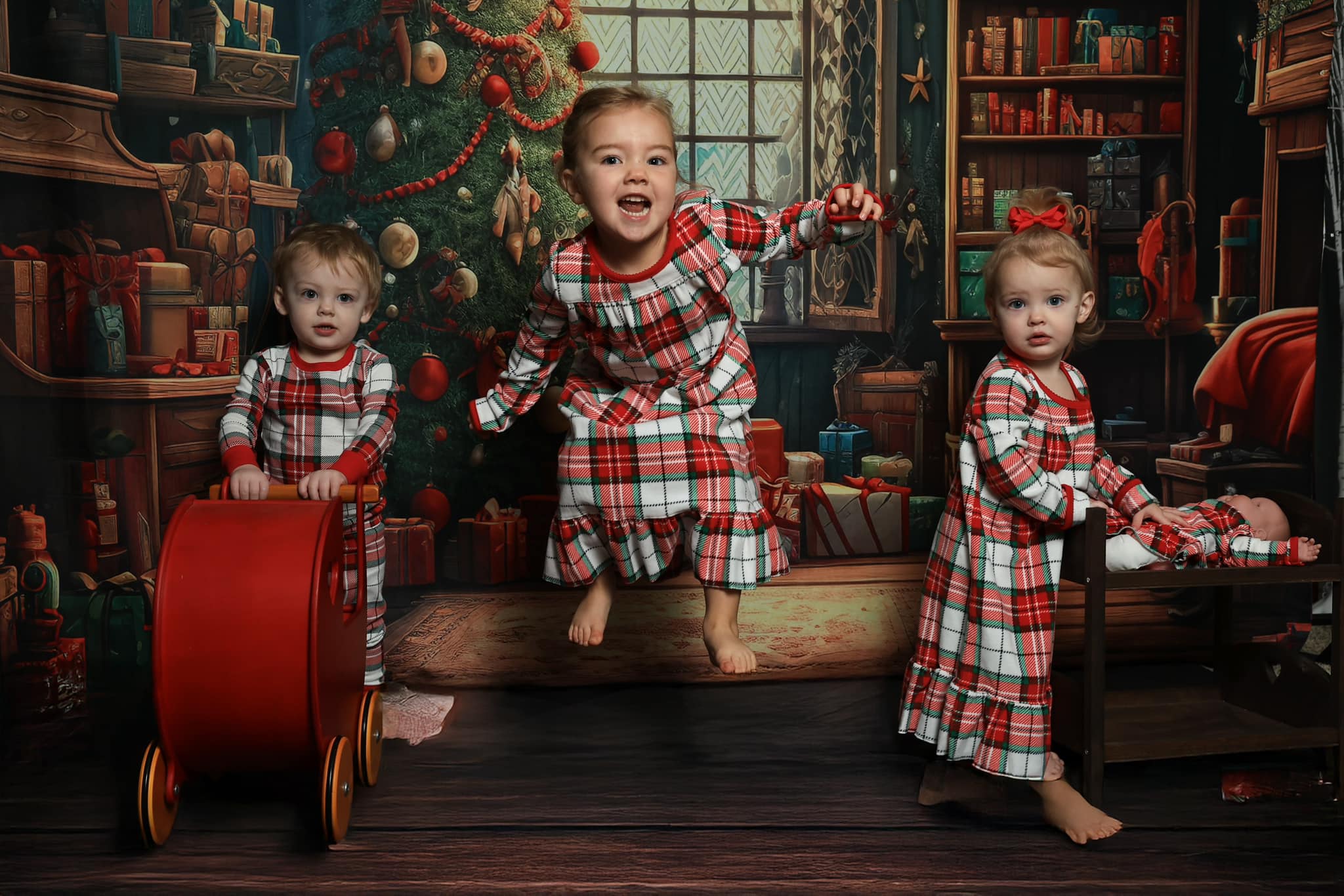 Kate Maison du Père Noël Chambre Cadeaux Toile de fond conçue par GQ - Kate Backdrop FR