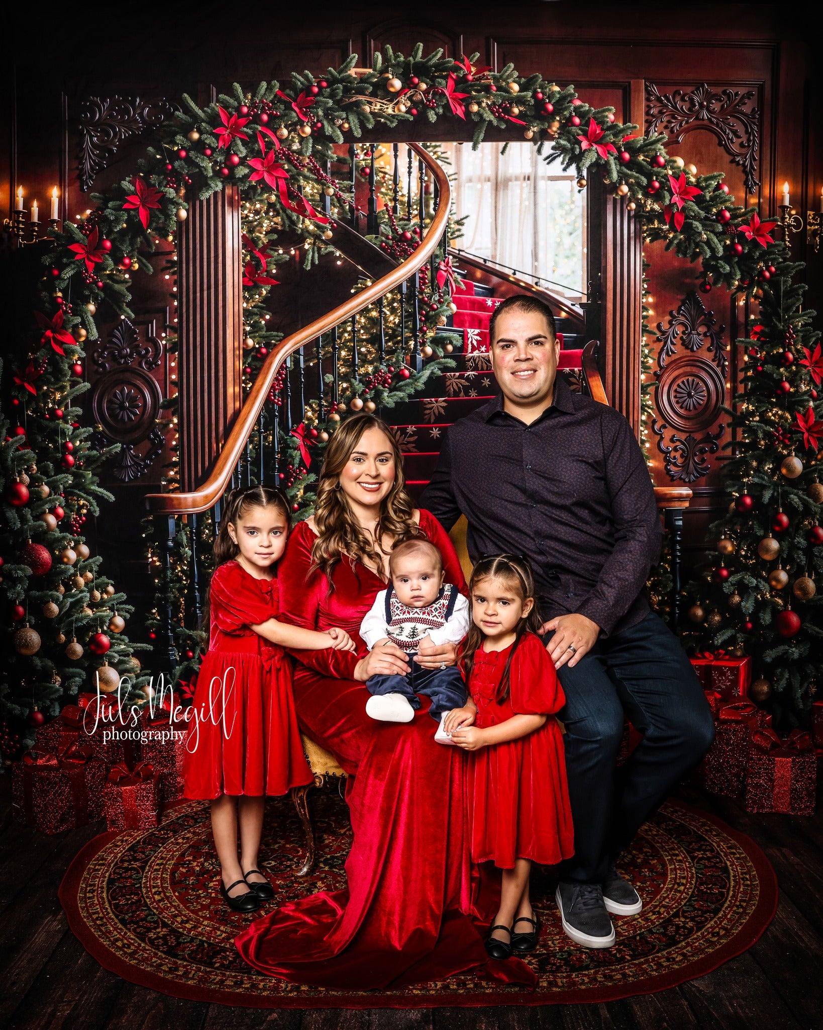 Kate Sapin de Noël Arche Escalier Vintage Toile de fond conçue par Emetselch - Kate Backdrop FR