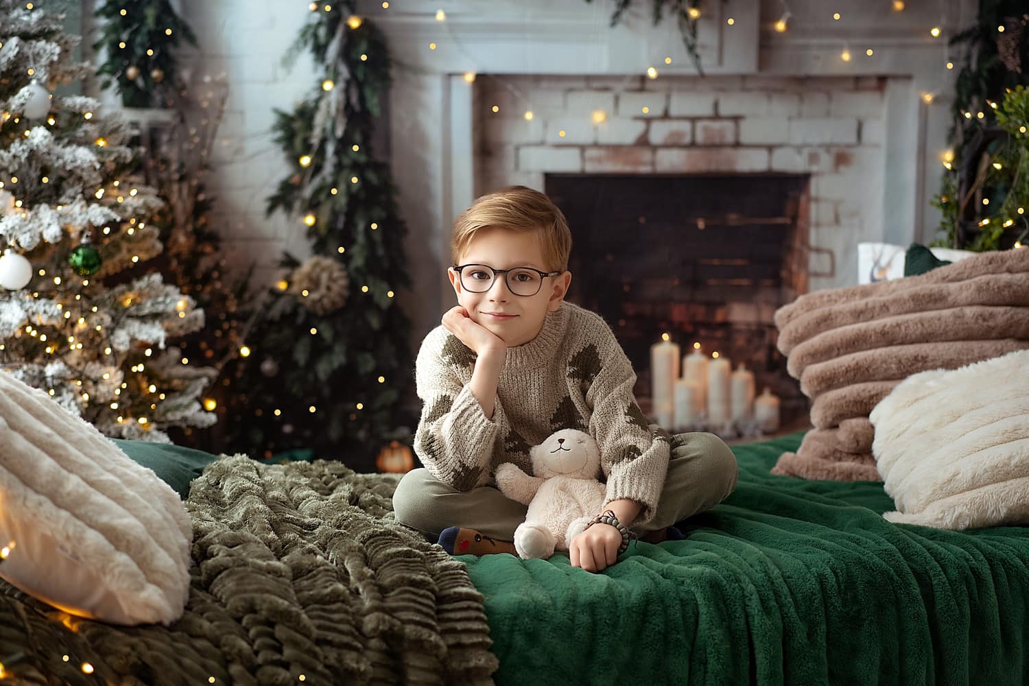 Offres Éclair #3 Kate Noël Intérieur Blanc Cheminée en brique Toile de fond conçue par Emetselch - Kate Backdrop FR