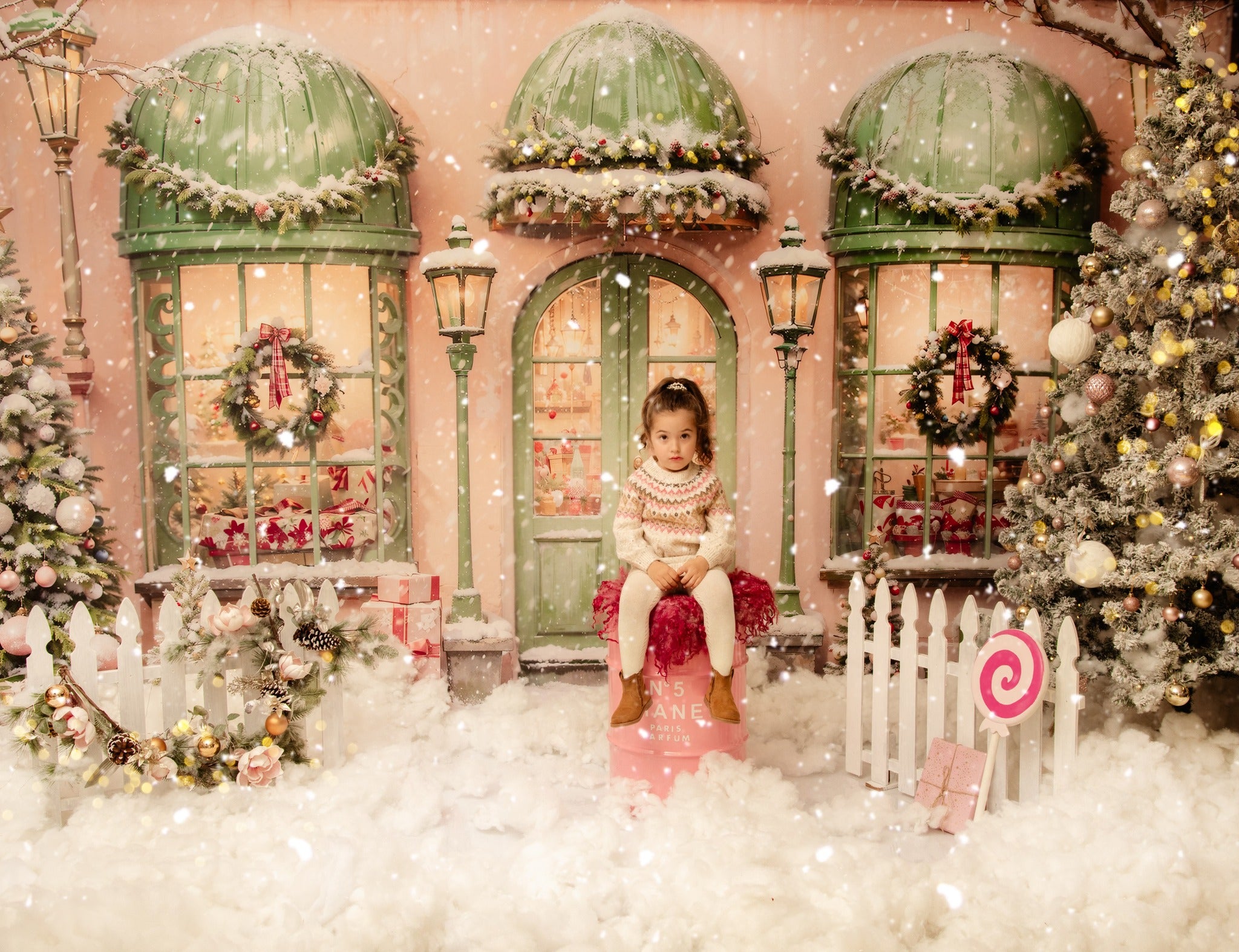 Offres Éclair #2 Kate Noël Maison Rose Neige Cadeaux Toile de fond Conçu par Chain Photographie - Kate Backdrop FR