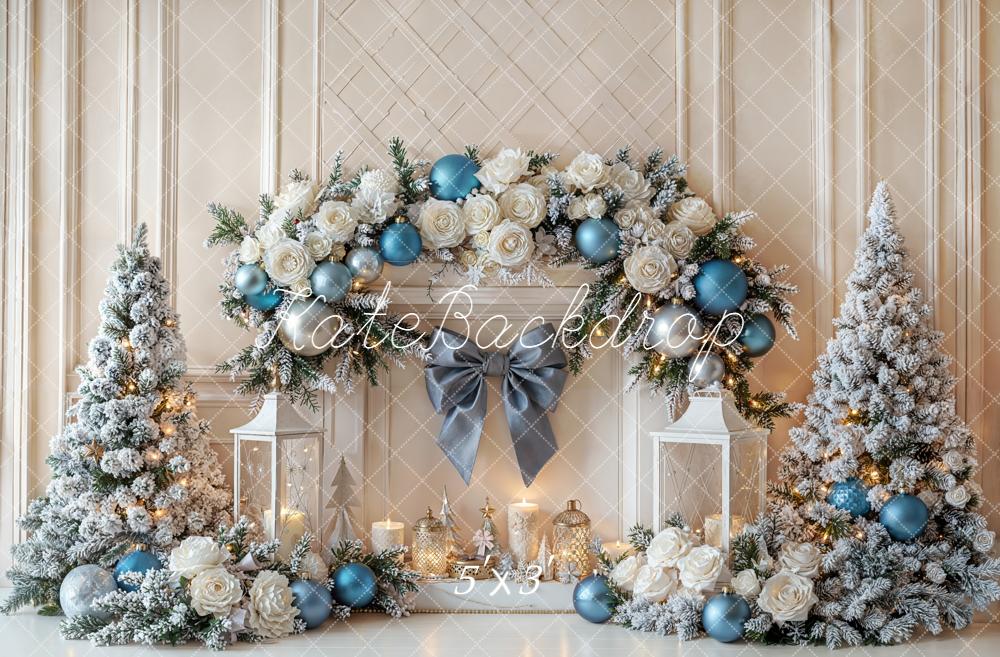 Kate Sapin de Noël Cheminée Décorations Fleur Toile de fond conçue par Emetselch - Kate Backdrop FR