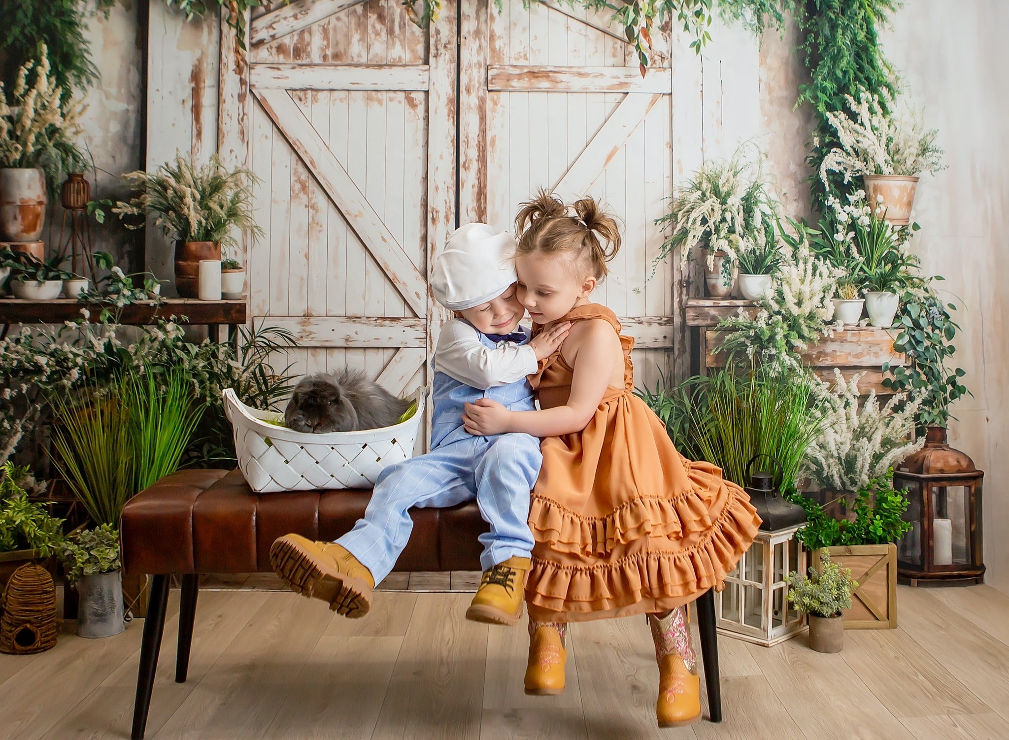 Kate Printemps Porte en Bois Blanc Plantes Toile de fond conçue par Emetselch - Kate Backdrop FR