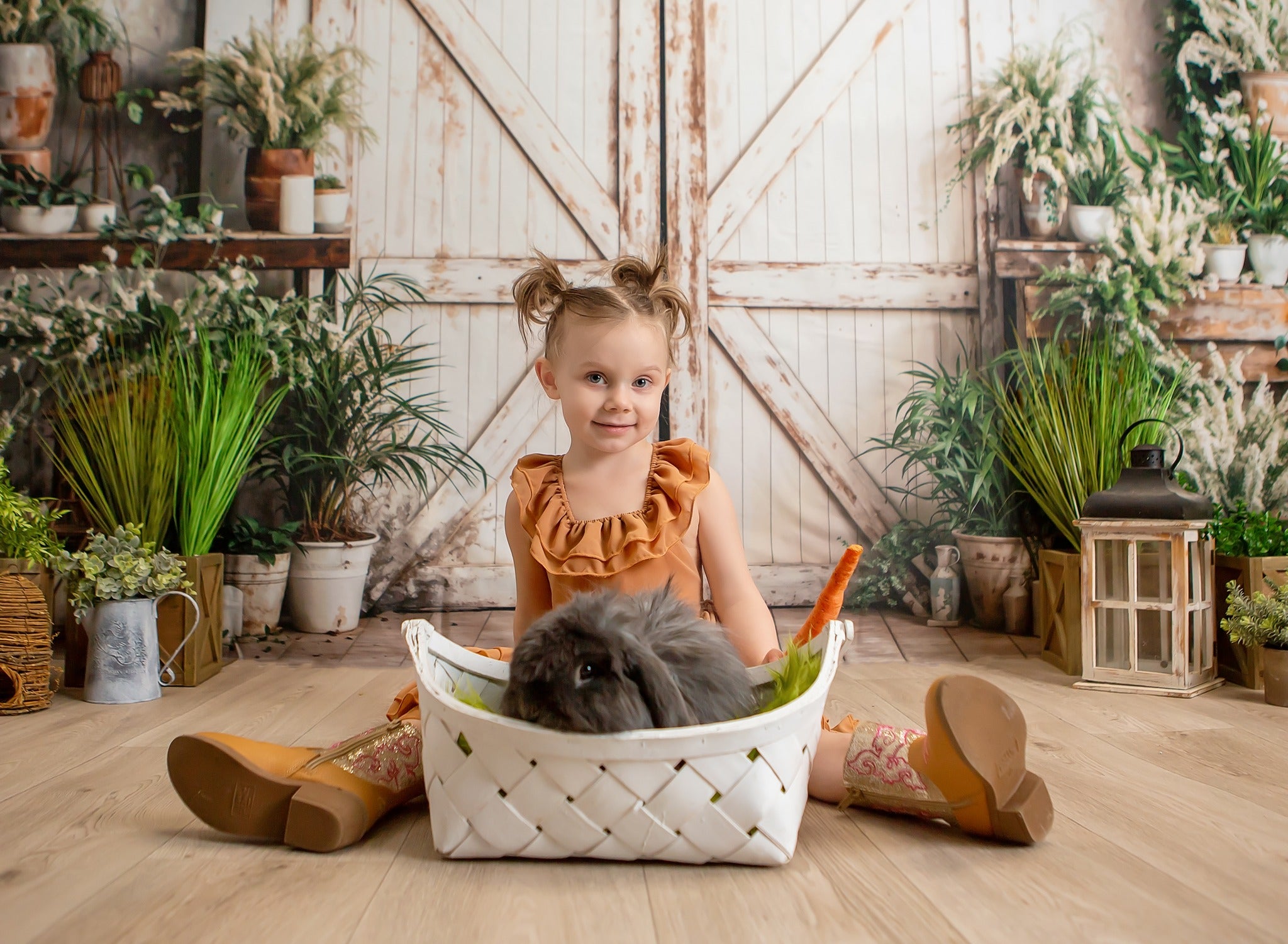 Kate Printemps Porte en Bois Blanc Plantes Toile de fond conçue par Emetselch - Kate Backdrop FR