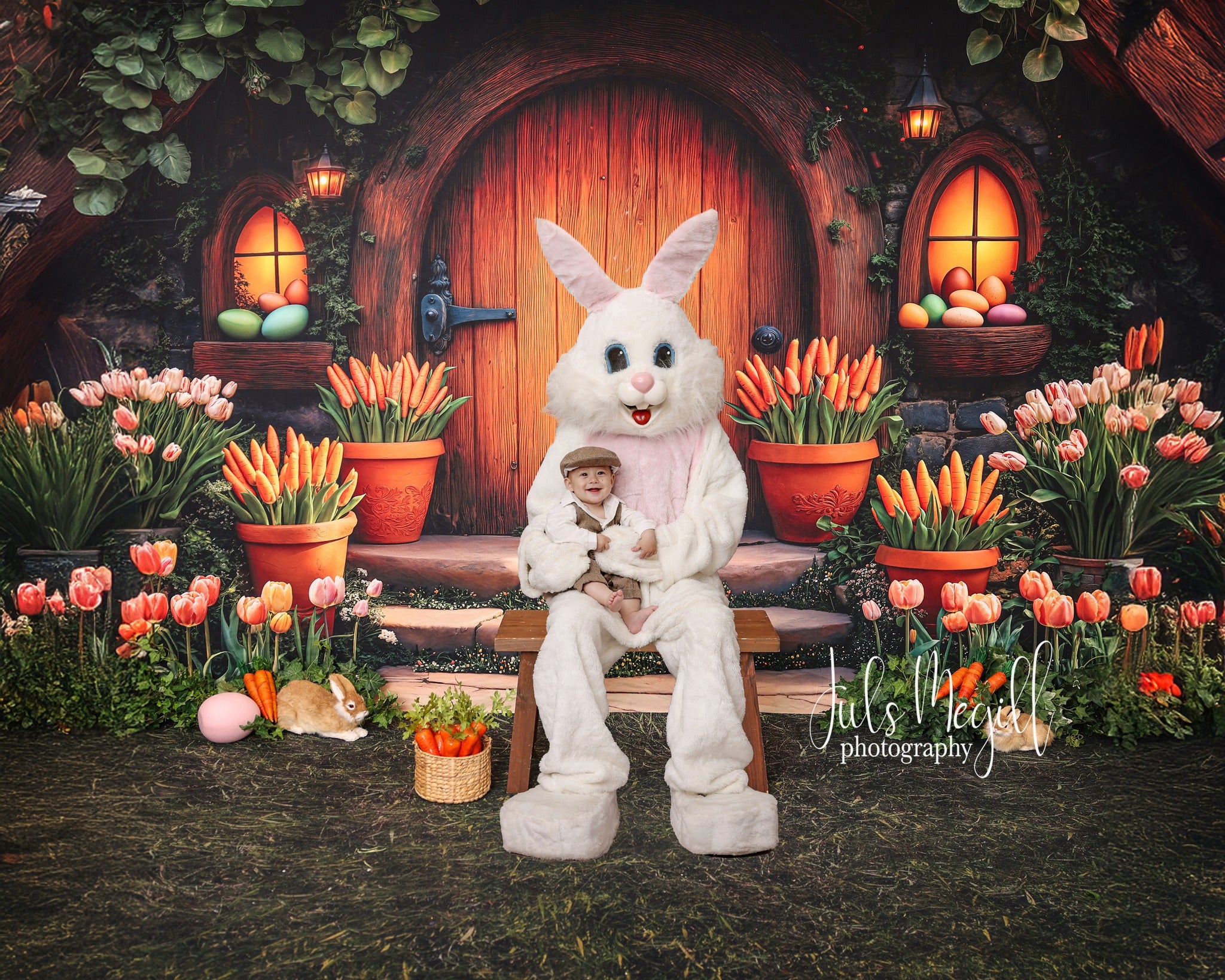 Kate Pâques Maison en Bois Tulipes Carottes Toile de fond conçue par Emetselch - Kate Backdrop FR