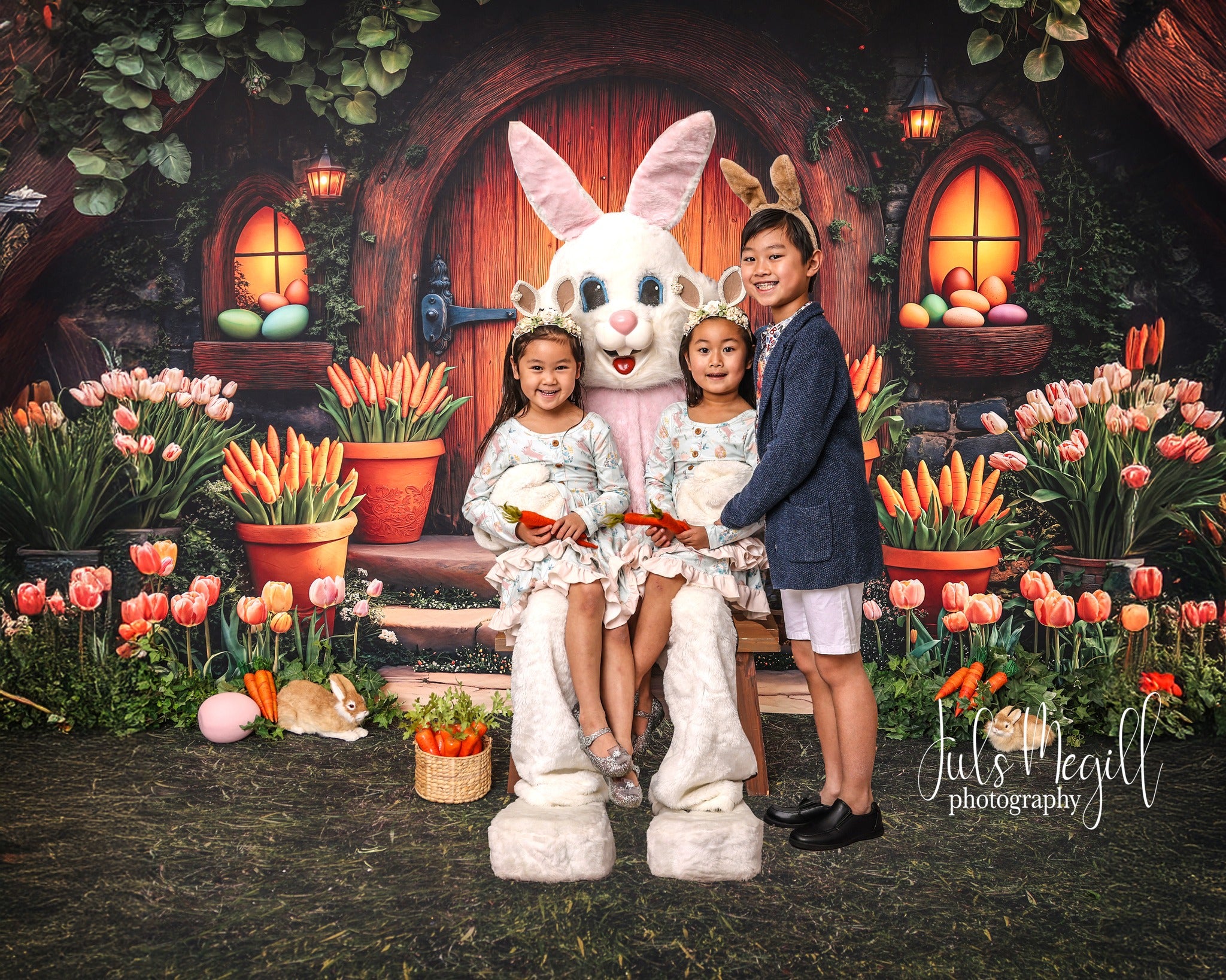 Kate Pâques Maison en Bois Tulipes Carottes Toile de fond conçue par Emetselch - Kate Backdrop FR