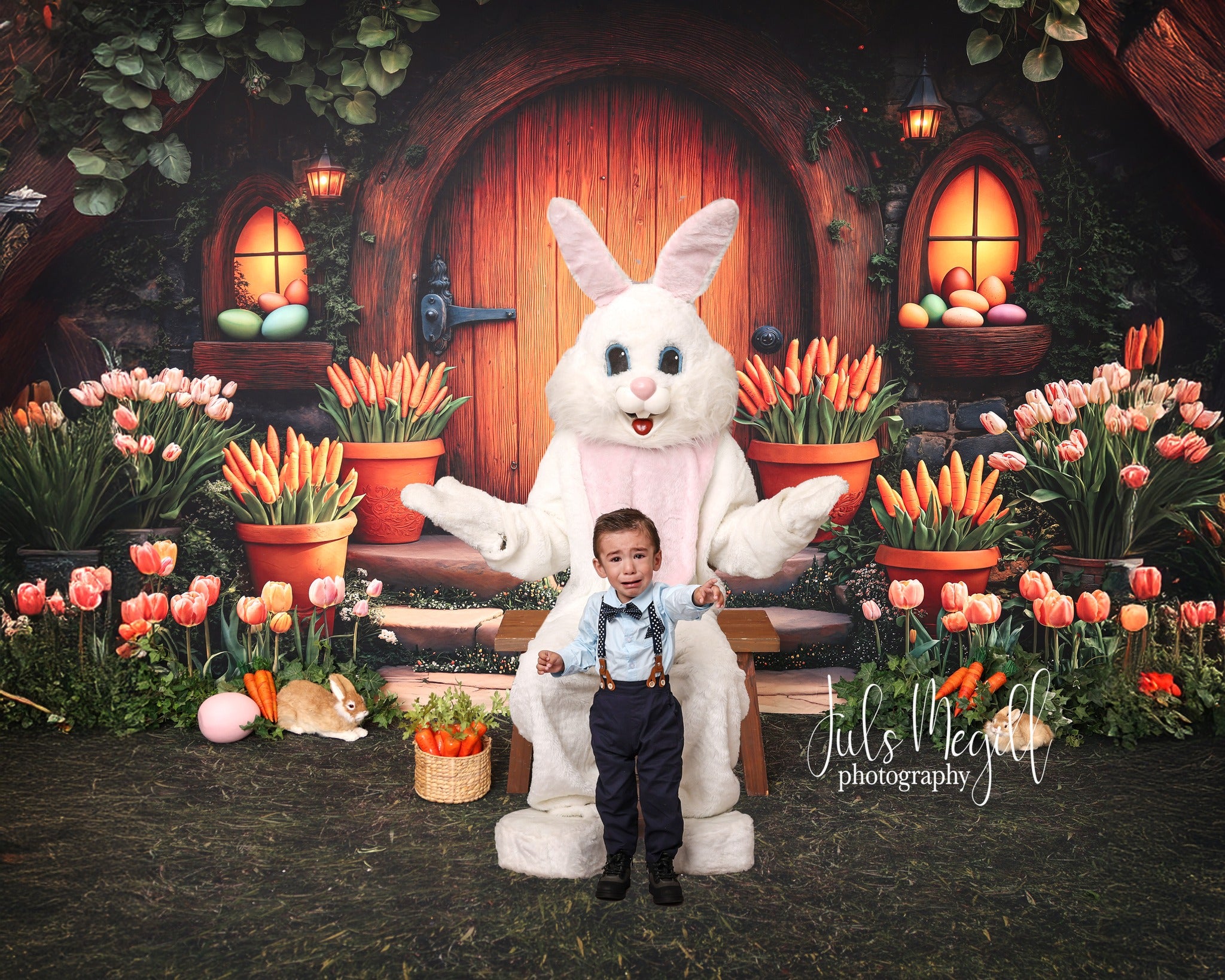 Kate Pâques Maison en Bois Tulipes Carottes Toile de fond conçue par Emetselch - Kate Backdrop FR