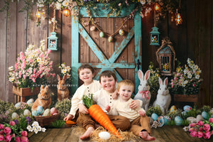Kate Pâques Lapin Mur en bois Porte Floral Toile de fond conçue par Emetselch