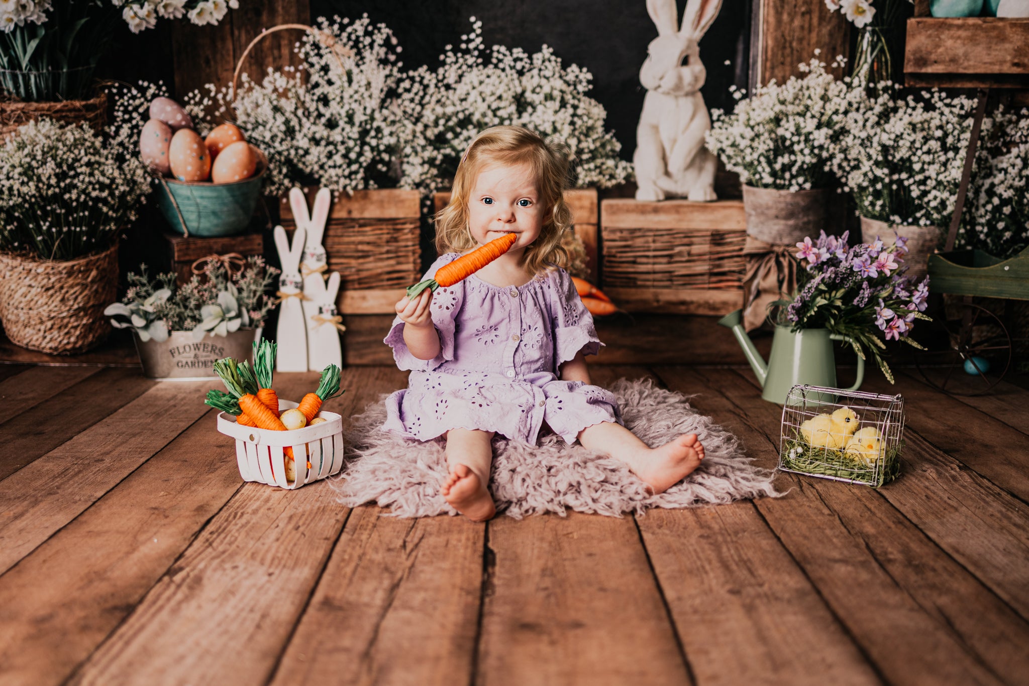 Kate Pâques Cheminée Lapin Rustique Fleurs Ensemble de chambre - Kate Backdrop FR