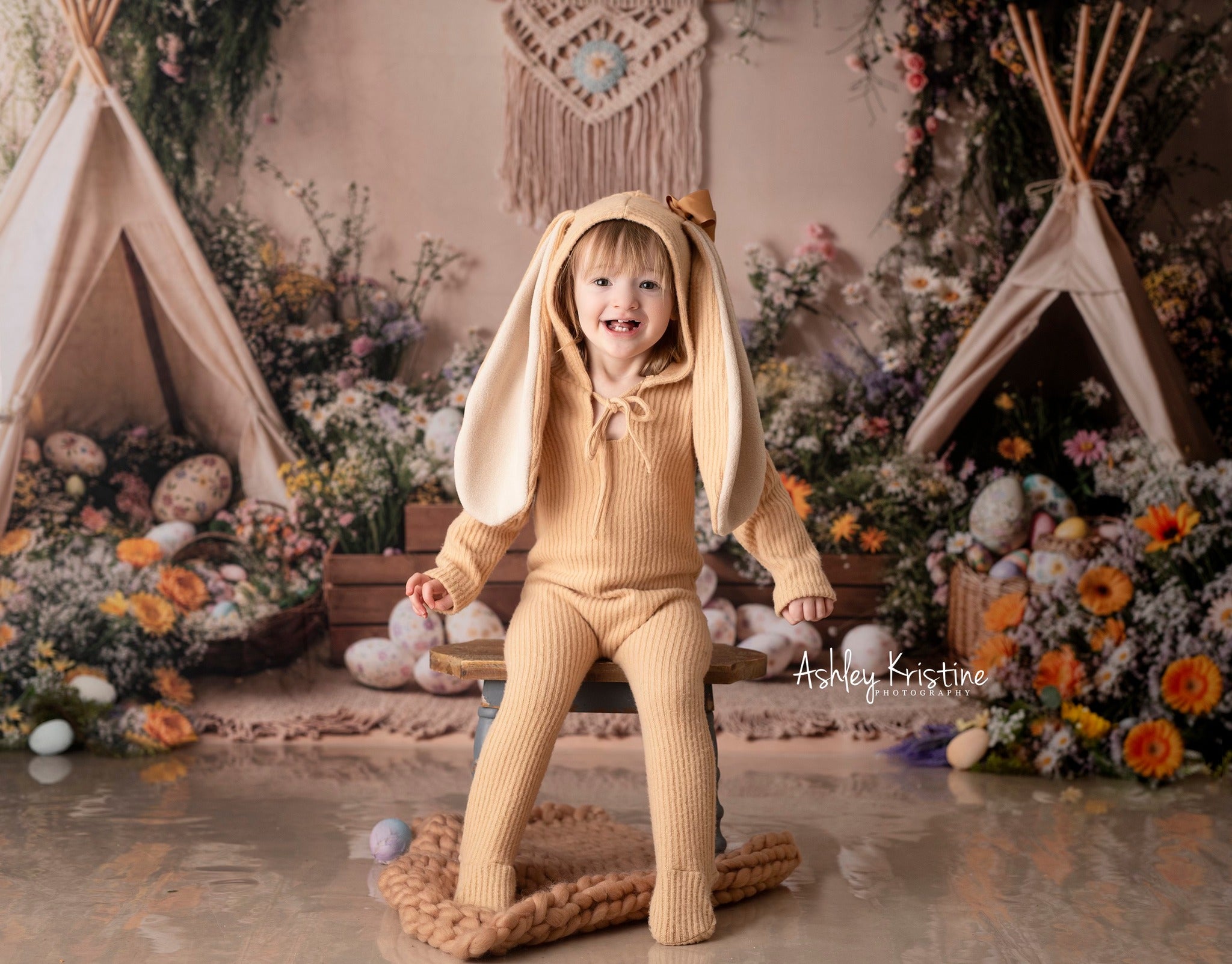 Kate Pâques Bohème Tipi Floral Œufs Toile de fond conçue par Emetselch - Kate Backdrop FR