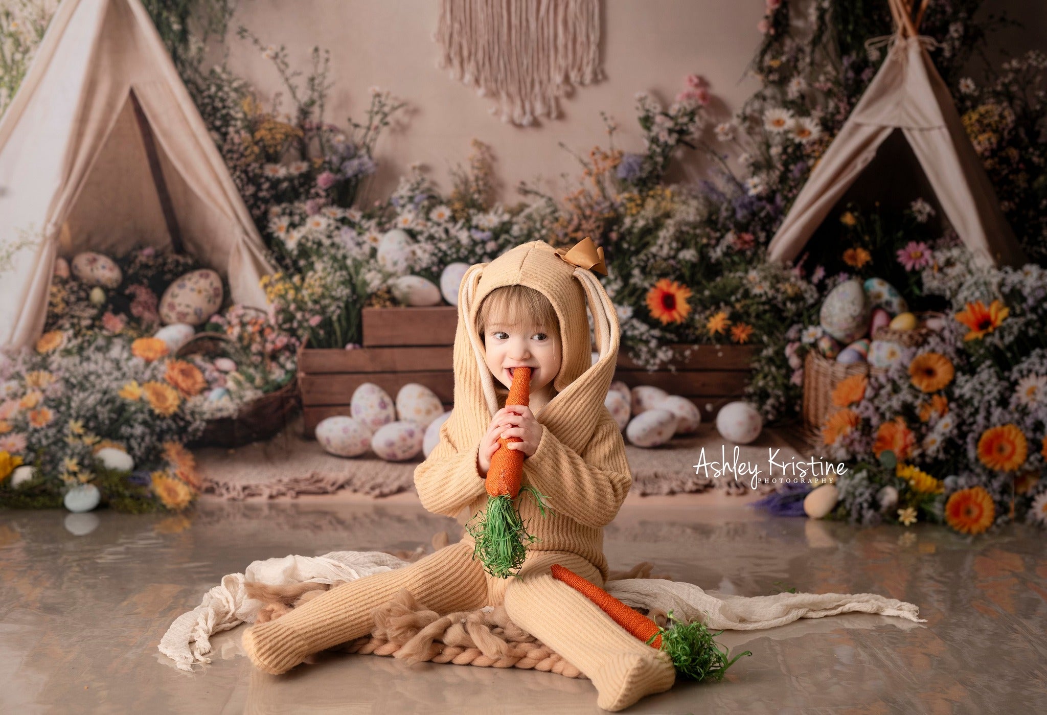 Kate Pâques Bohème Tipi Floral Œufs Toile de fond conçue par Emetselch - Kate Backdrop FR