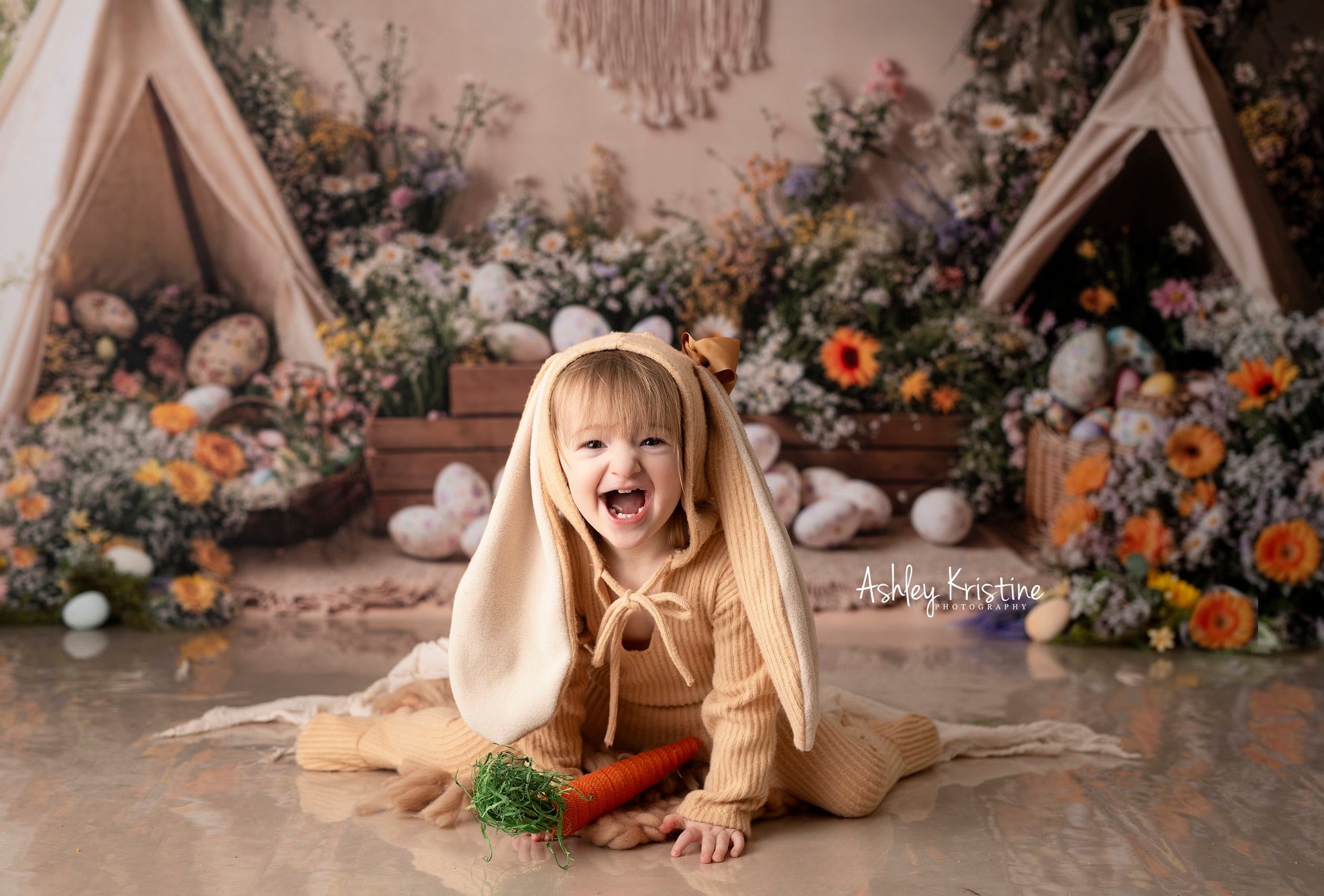 Kate Pâques Bohème Tipi Floral Œufs Toile de fond conçue par Emetselch - Kate Backdrop FR