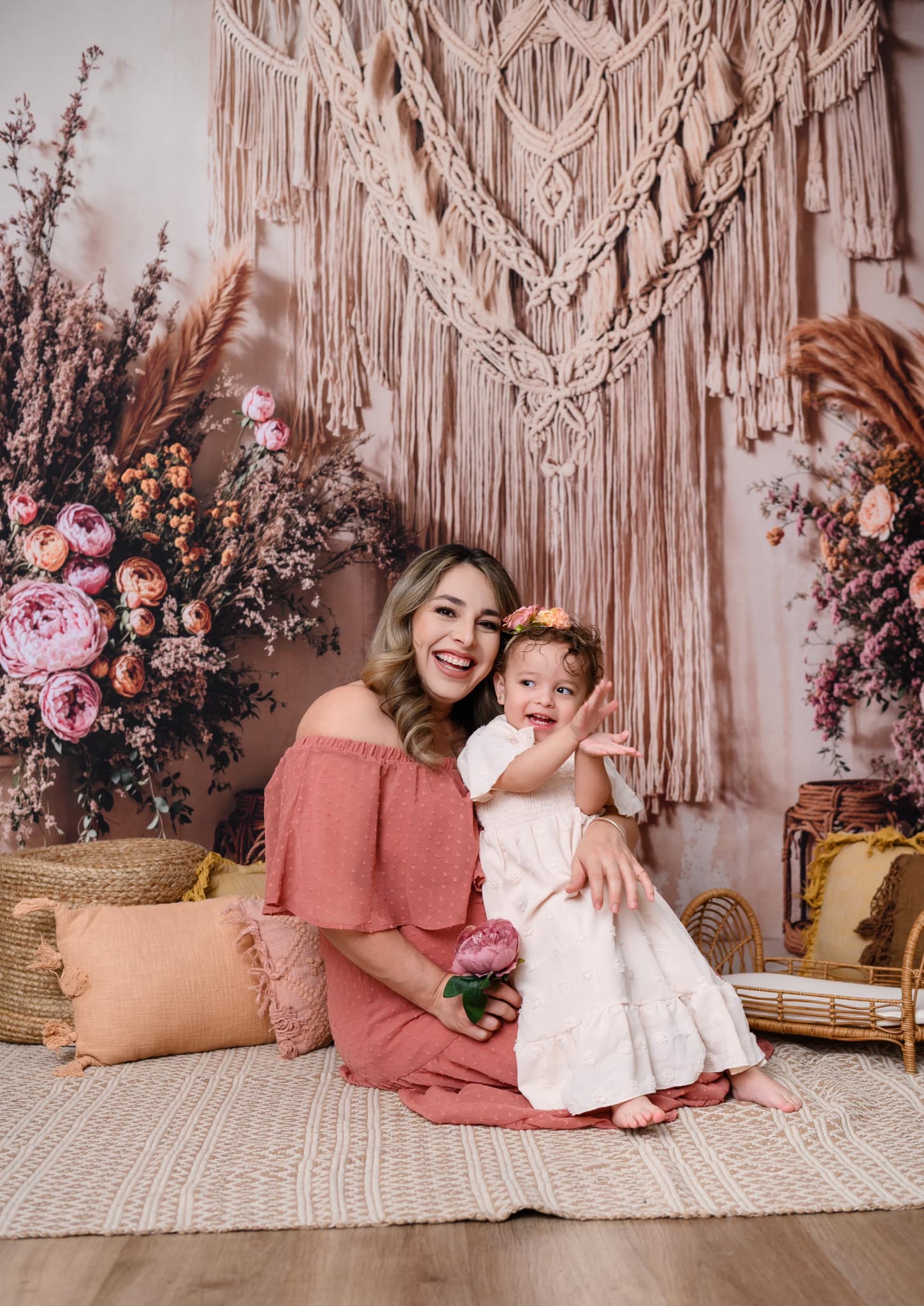 Kate Bohème Floral Macramé Herbe des Pampas Toile de fond conçue par Emetselch - Kate Backdrop FR