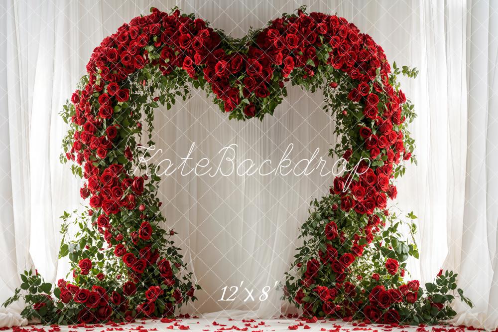 Kate Saint Valentin Arche Roses Rideaux Toile de fond en Laine conçue par Emetselch