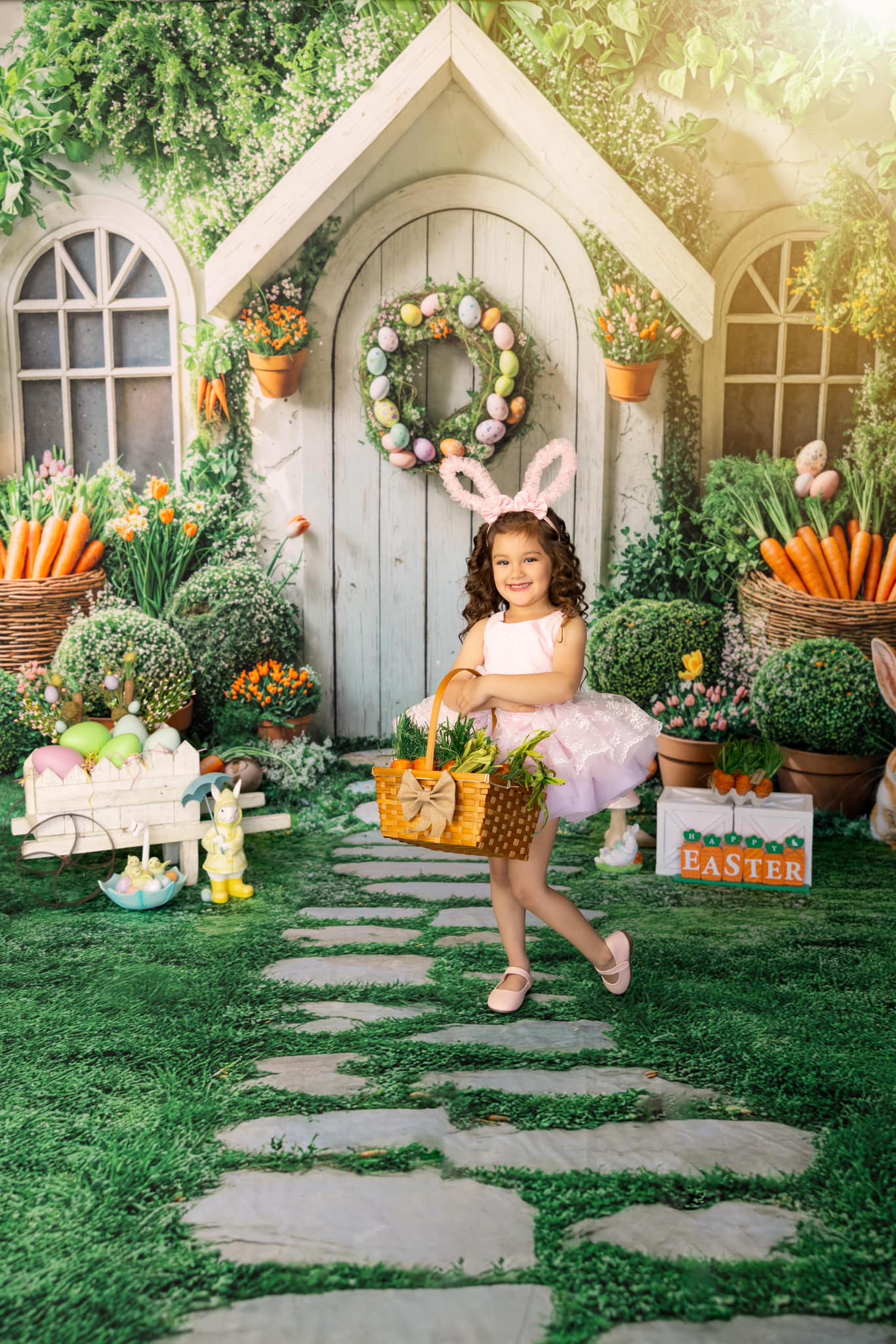Kate Sweep Mur-à-Sol Pâques Maison Jardin Carottes Toile de fond conçue par Emetselch - Kate Backdrop FR