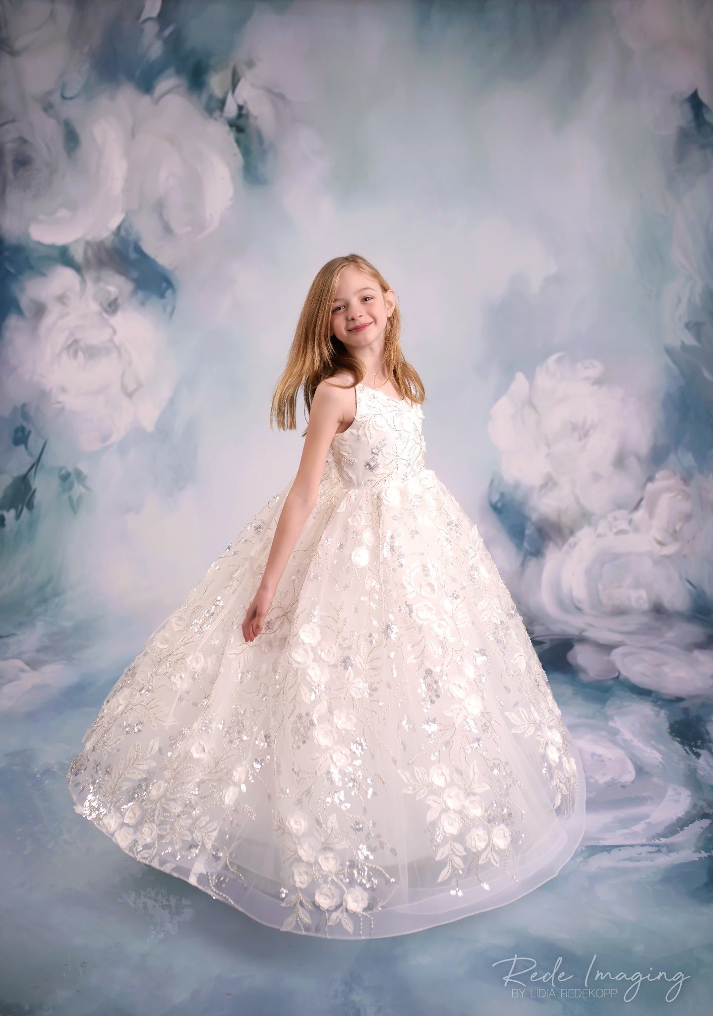 Kate Printemps/Été Blanc Robe de soirée Enfant Pour la Photographie - Kate Backdrop FR