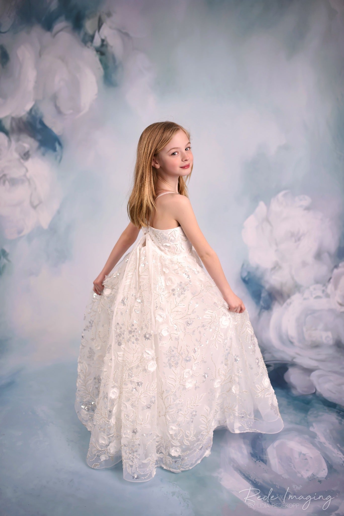 Kate Printemps/Été Blanc Robe de soirée Enfant Pour la Photographie - Kate Backdrop FR